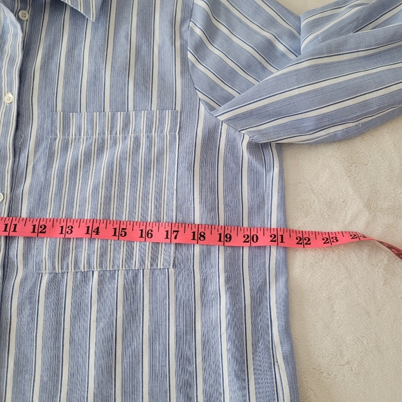 Essentiel Antwerp Blue Striped Button Down Shirt Bow Sleeves Size 38 (US 6) - Picture 5 of 8